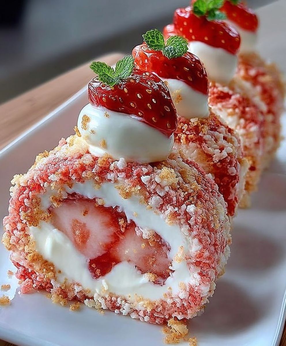 Genießen Sie pure Süße mit dieser fantastischen Erdbeer-Crunch-Rolle! image 2