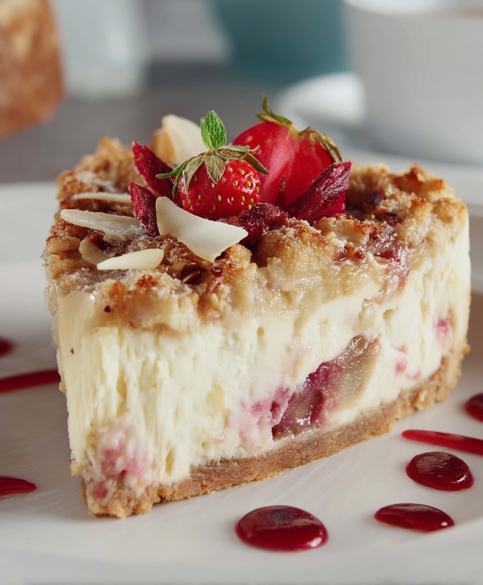 Rhabarber-Käsekuchen mit knusprigen Streuseln. image 2