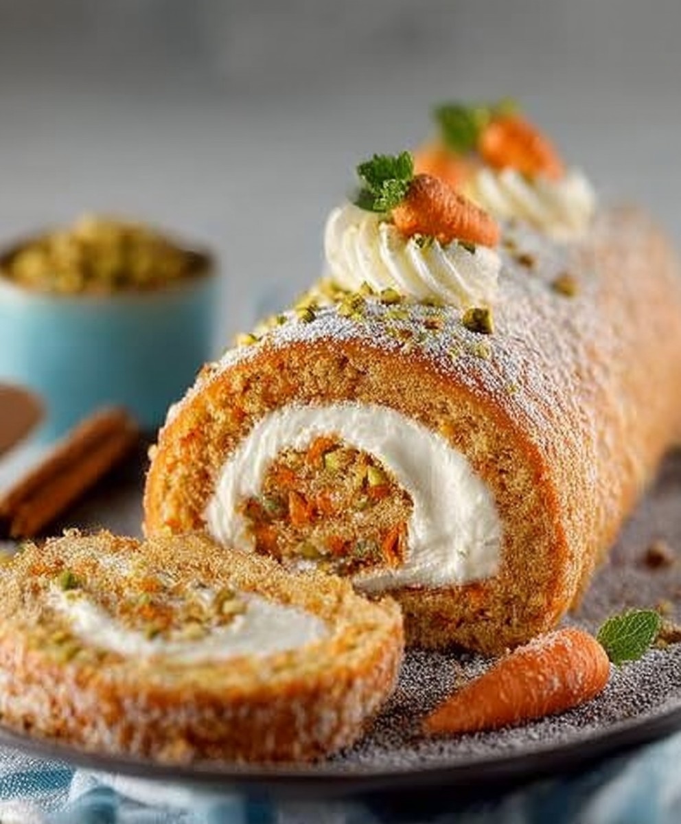 Carrot Cake Roll - Rübli-Biskuitrolle mit Frischkäsecreme - lebe liebe backe image 2