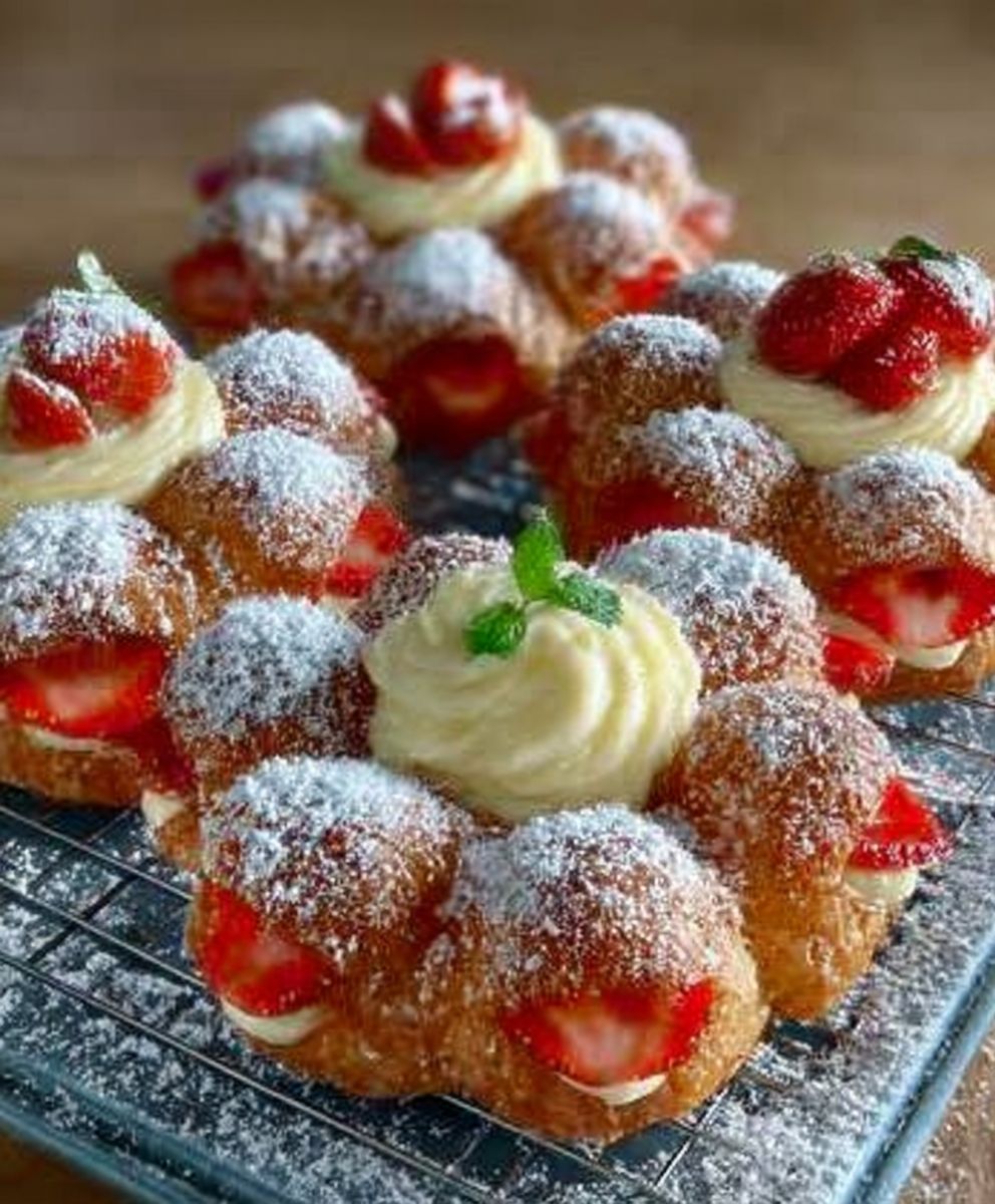 Hefeteigblumen mit Vanillecreme und Erdbeeren - Lecker macht süchtig image 2