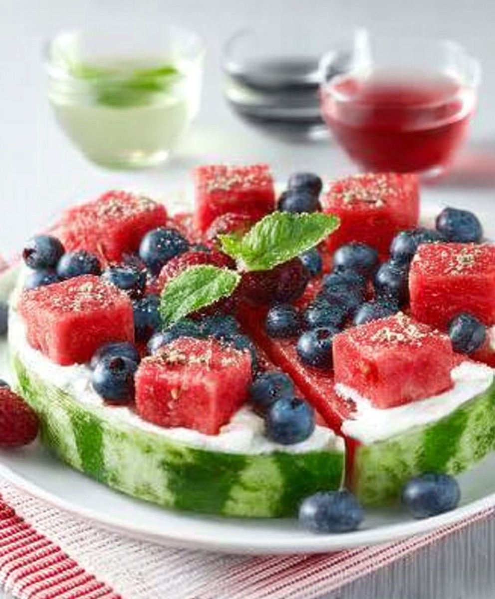 Watermelon Pizza With Creamy Yogurt And Fresh Summer Fruit image 2